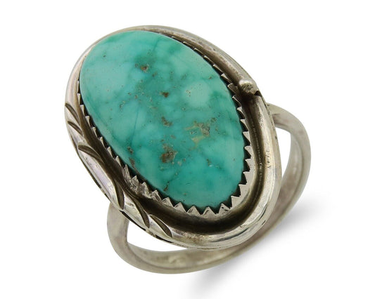 Navajo Ring 925 Sterling Silver Turquoise Native American Artist C.80's