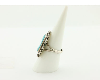 Navajo Ring 925 Silver Natural Blue Turquoise Native American Artist C.80's