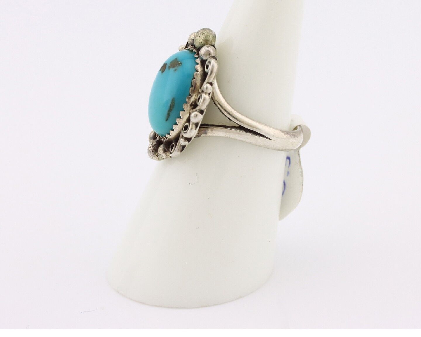 Navajo Ring .925 Silver Natural Blue Turquoise Artist Signed Billy Eagle C.80's