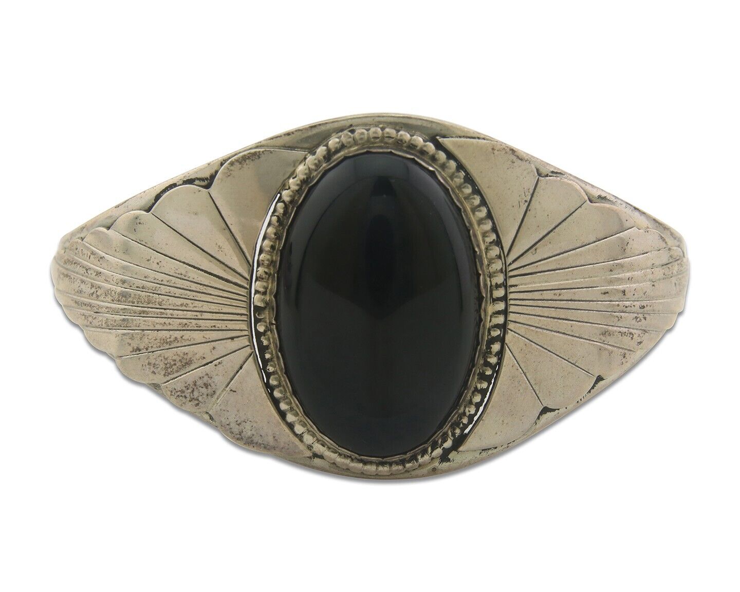 Navajo Bracelet 925 Silver Natural Onyx Cuff Native American Artist C.80's