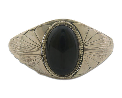 Navajo Bracelet 925 Silver Natural Onyx Cuff Native American Artist C.80's