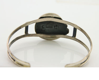 Navajo Bracelet 925 Silver Turquoise Cuff Artist Signed C.80's