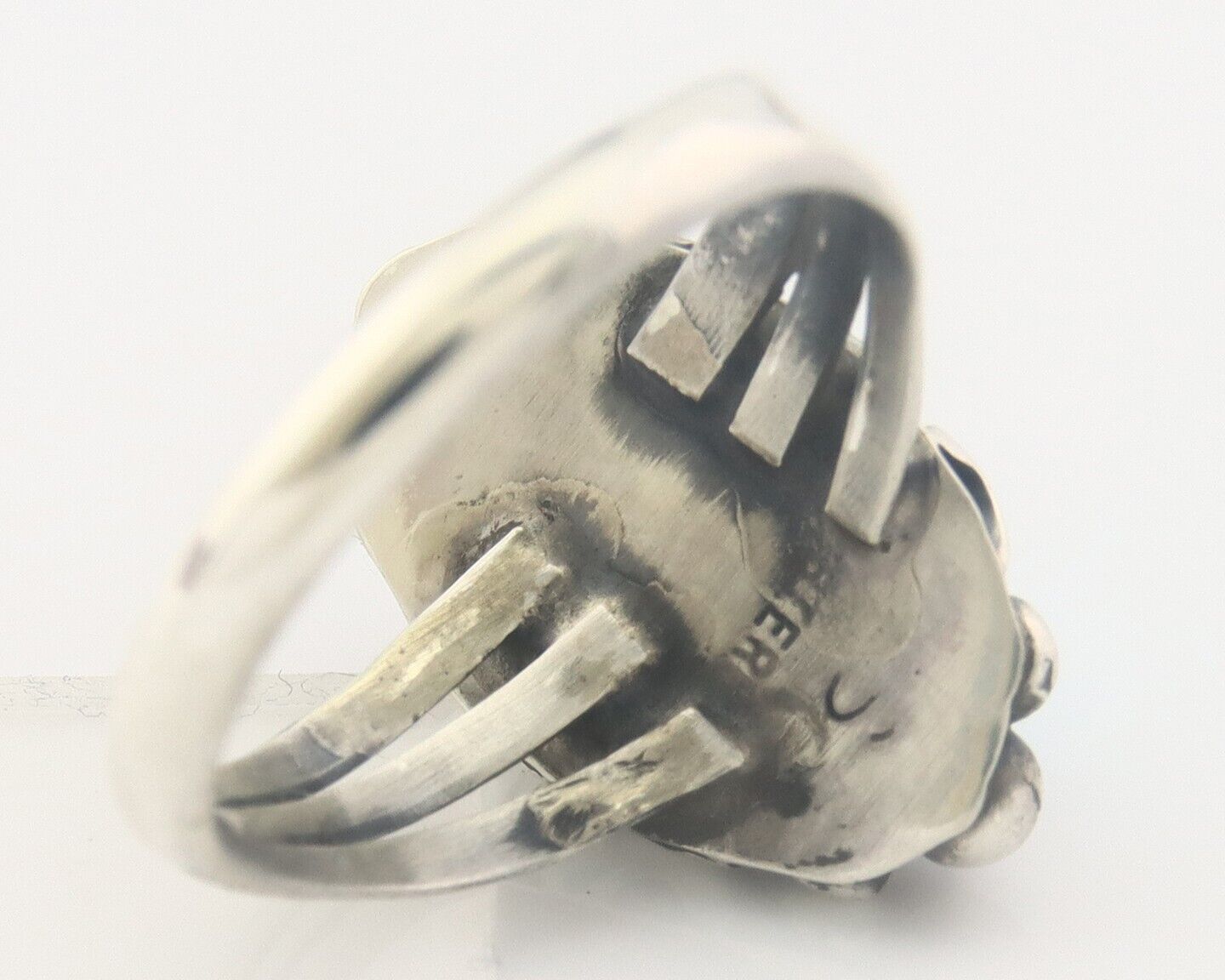 Navajo Ring 925 Sterling Natural Turquoise Native Artist C.80's Size 7.25