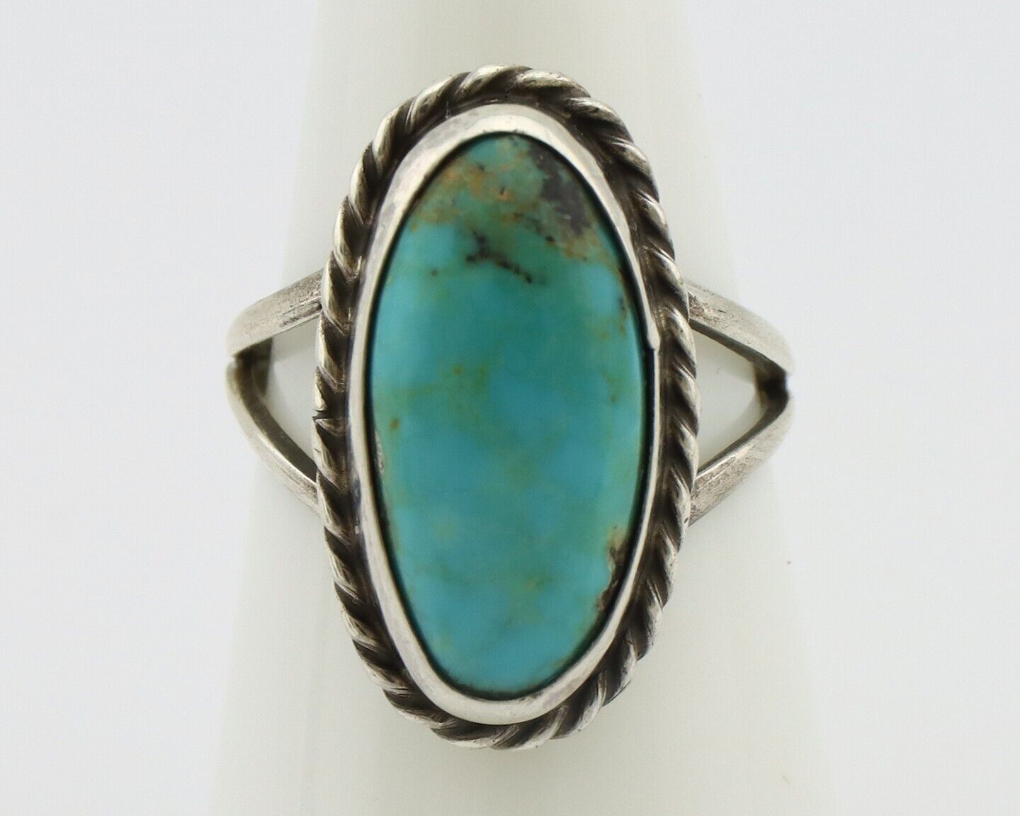 Navajo Ring 925 Silver Kingman Turquoise Artist Native American Signed C.80's