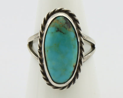 Navajo Ring 925 Silver Kingman Turquoise Artist Native American Signed C.80's