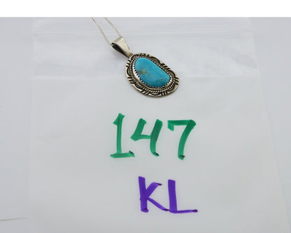 Navajo Necklace 925 Silver Natural Blue Turquoise Artist Signed Mike Begay C.80s