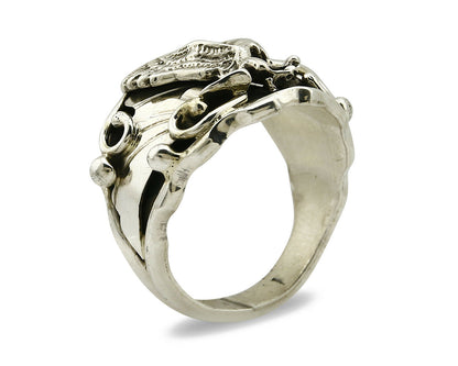 Navajo Eagle Ring .925 SOLID Silver & 12k GF Handmade Signed Artist S Circa 1980