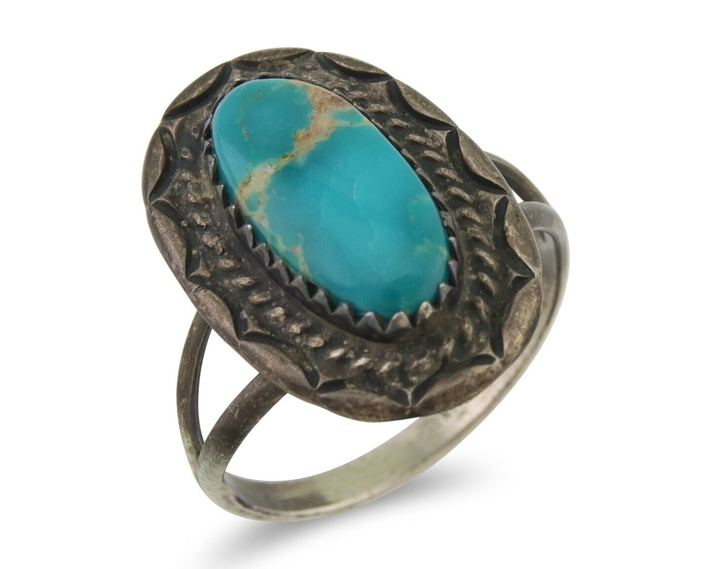 Navajo Handmade Ring 925 Silver Natural Turquoise Native Artist C.80's