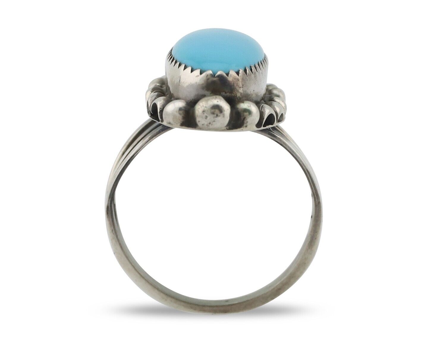Navajo Ring .925 Silver Sleeping Beauty Turquoise Signed SkyStone Creations C80s