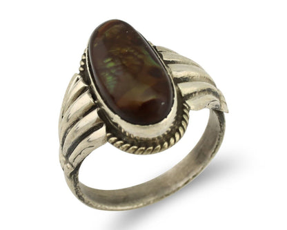 Navajo Handmade Ring 925 Silver Natural High Grade Fire Opal Native Artist C.80s