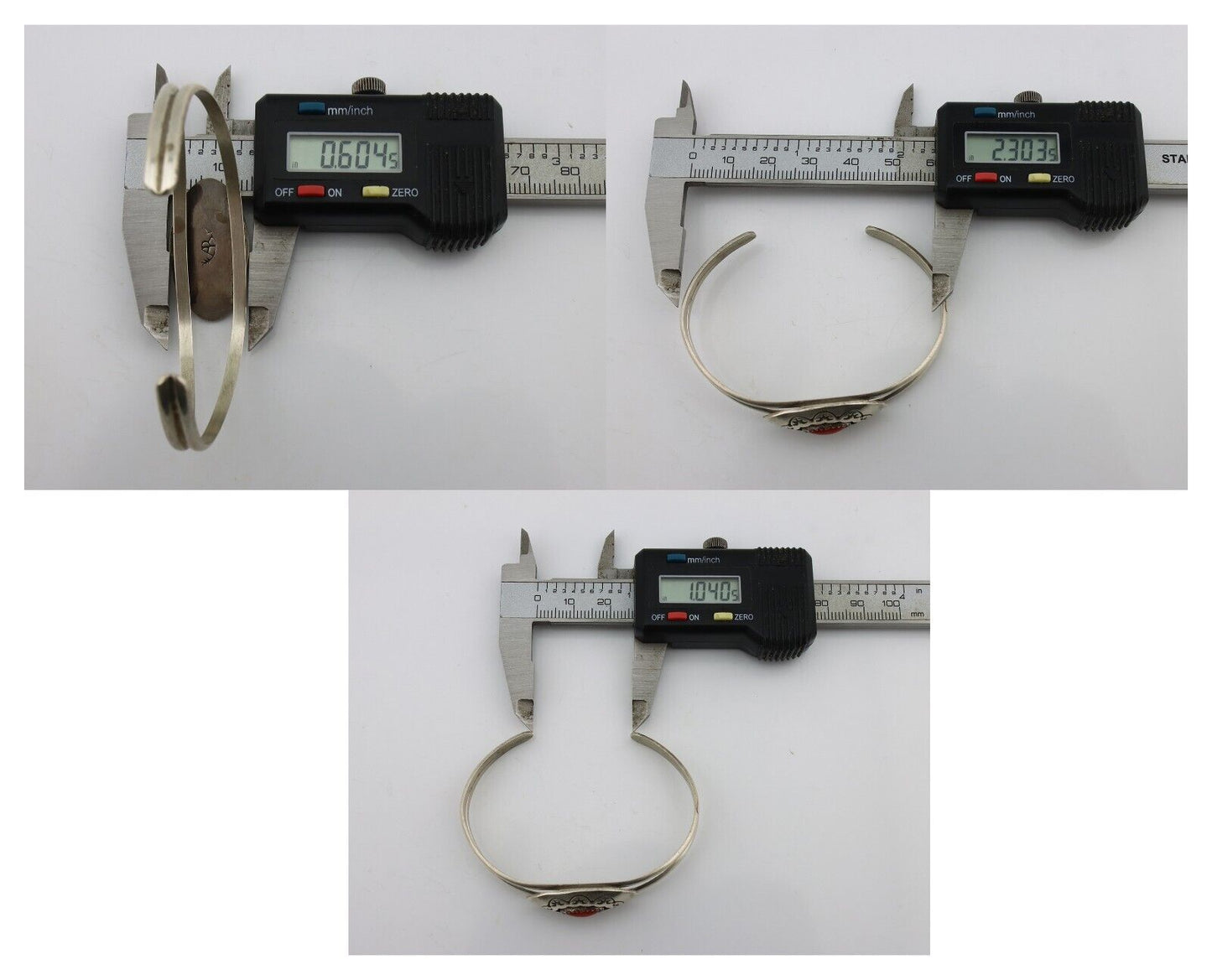 Navajo Bracelet 925 Silver Natural Red Coral Artist Signed AR ARROW C.80's