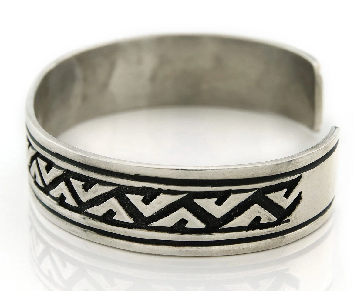 Navajo Cuff Bracelet 925 Sterling Silver Vintage Hand Stamped Signed T Singer