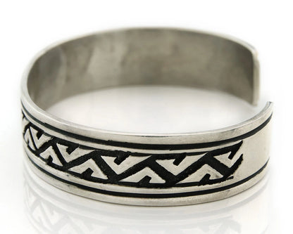 Navajo Cuff Bracelet 925 Sterling Silver Vintage Hand Stamped Signed T Singer