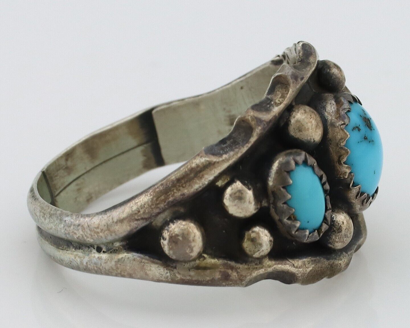 Navajo Ring 925 Silver Turquoise Artist Signed E SkyStone Creations C.80's