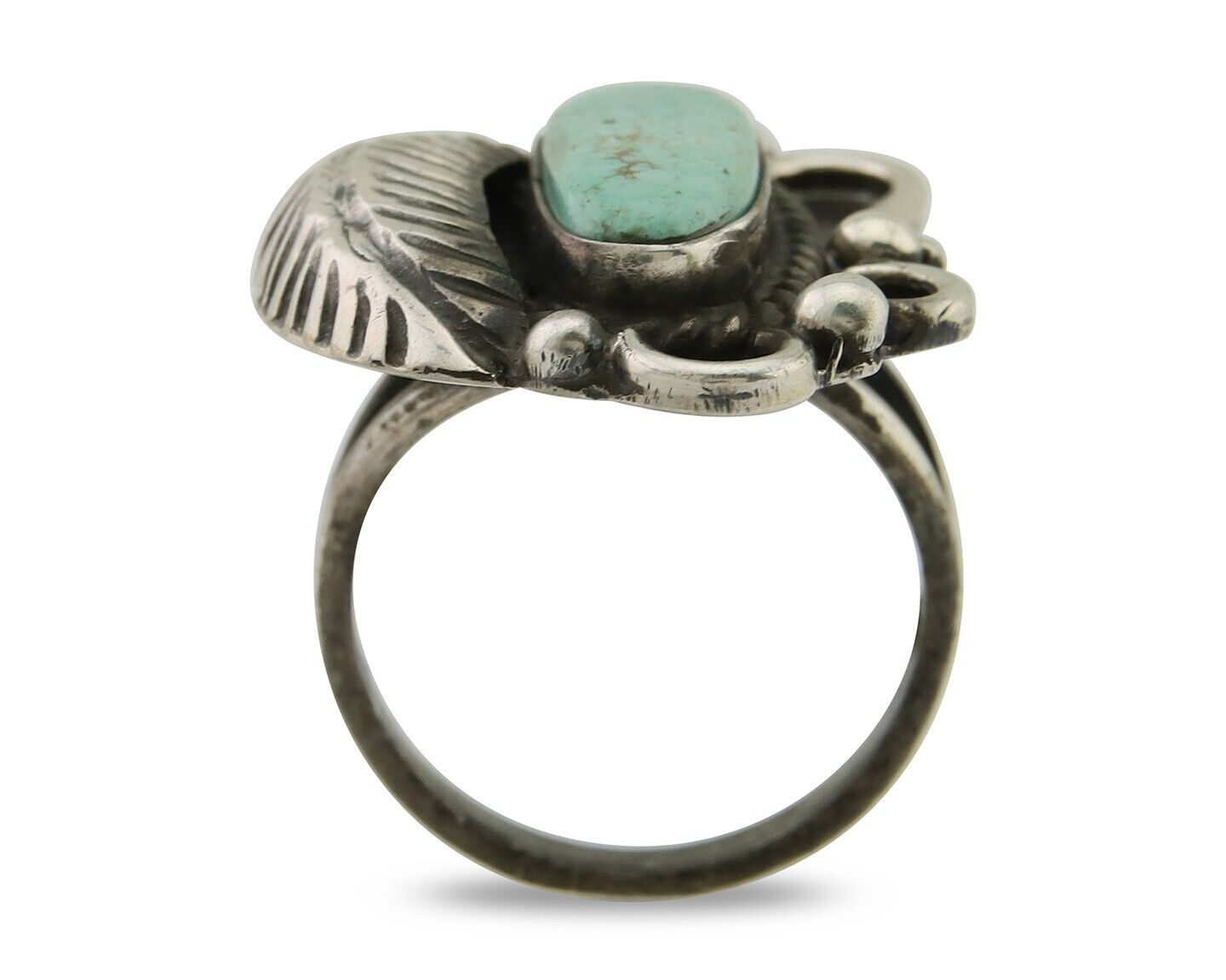 Navajo Handmade Ring 925 Silver Mine 8 Turquoise Native Artist C.80's