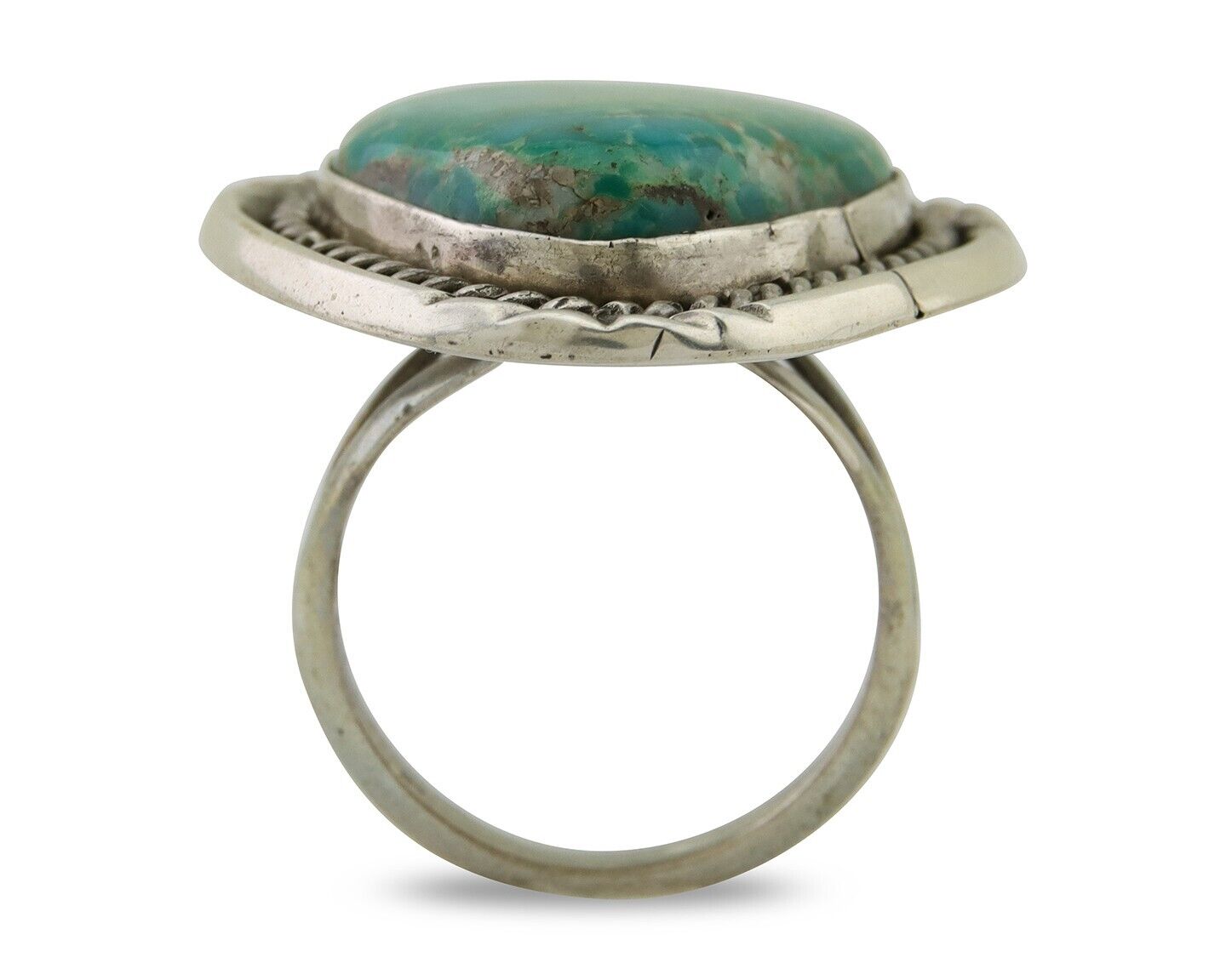Navajo Ring 925 Silver Blue Turquoise Native American Artist C.80's