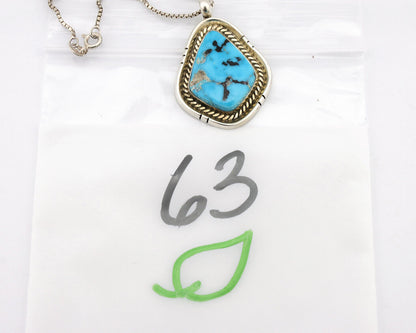 Navajo Necklace 925 Silver Blue Gem Turquoise Native Artist Signed DZ C.80's