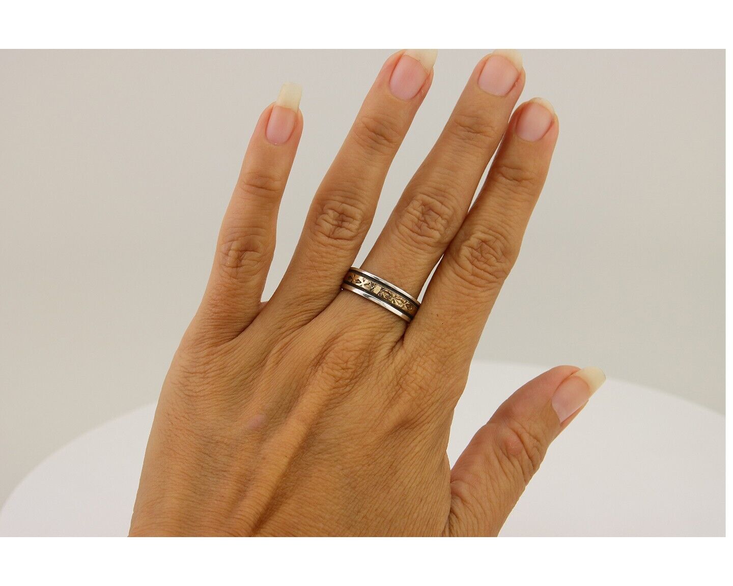 Navajo Handmade Ring 925 Silver & Gold Artist Signed E C.80's