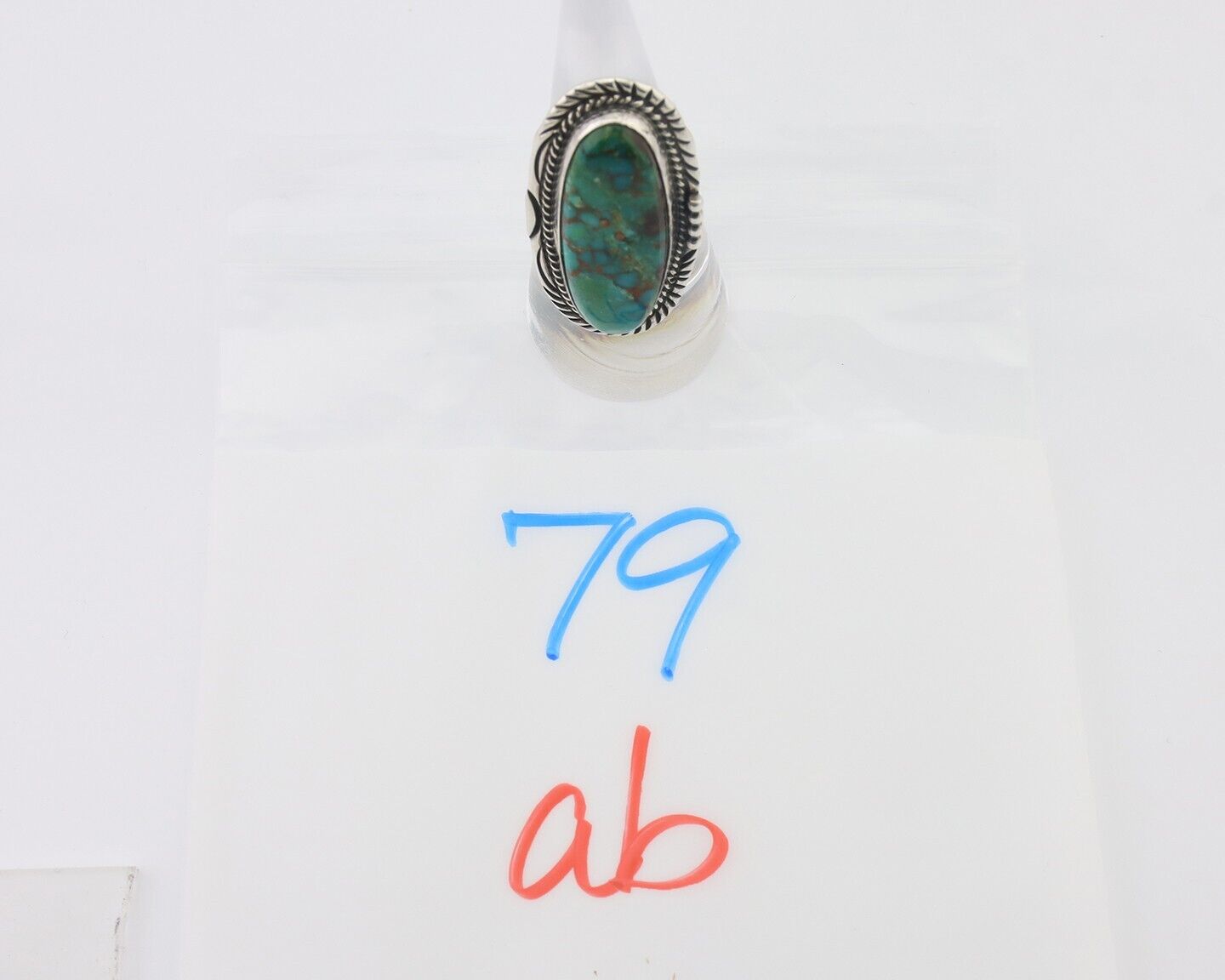 Navajo Ring 925 Silver Blue Turquoise Artist Signed William Denetdale C.80's