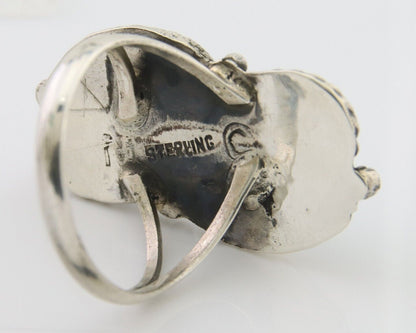 Navajo Ring 925 Silver Natural Turquoise Artist Signed MC C.80's Size 8.0