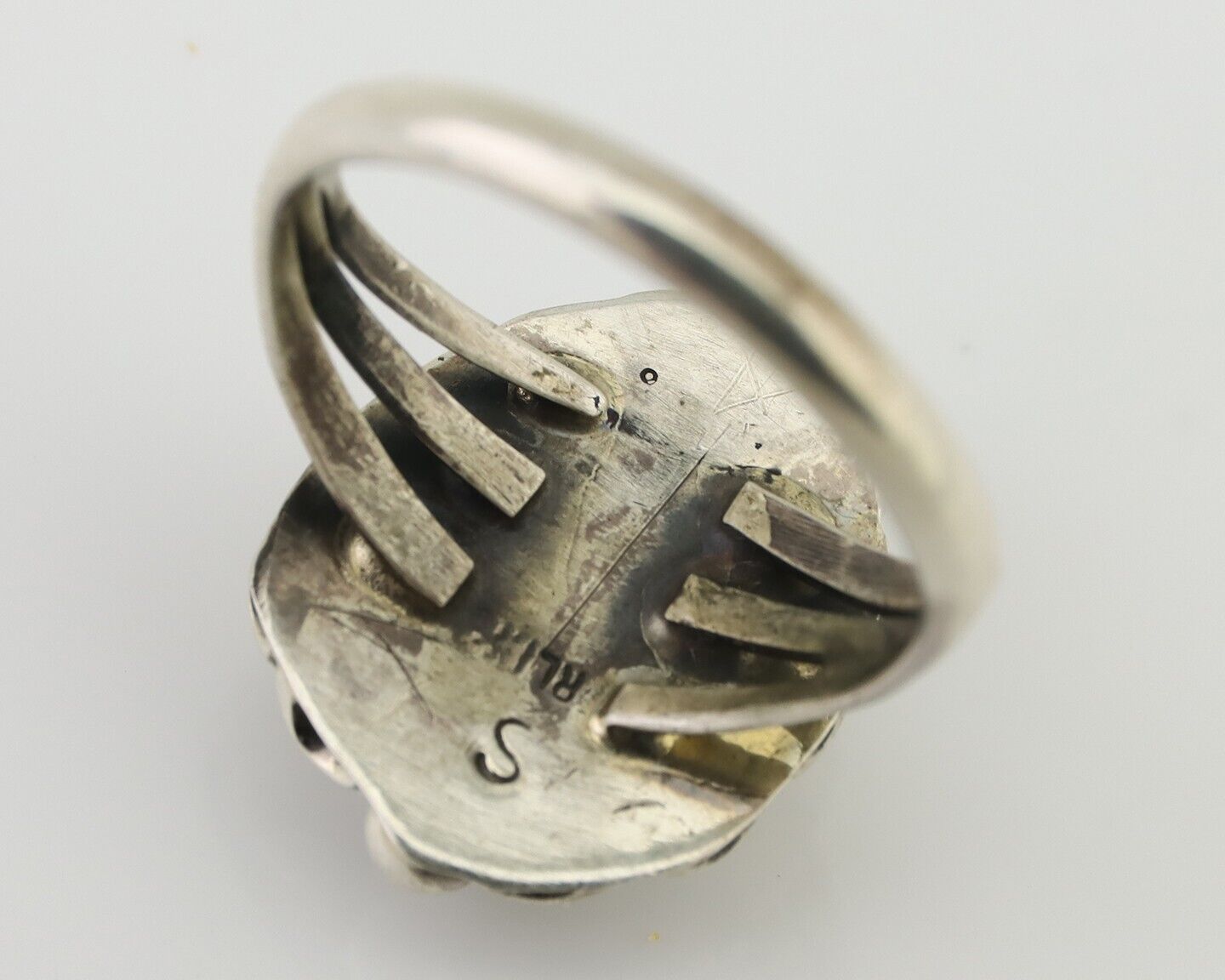 Navajo Ring 925 Silver Sleeping Beauty Turquoise Artist Signed S C.80's