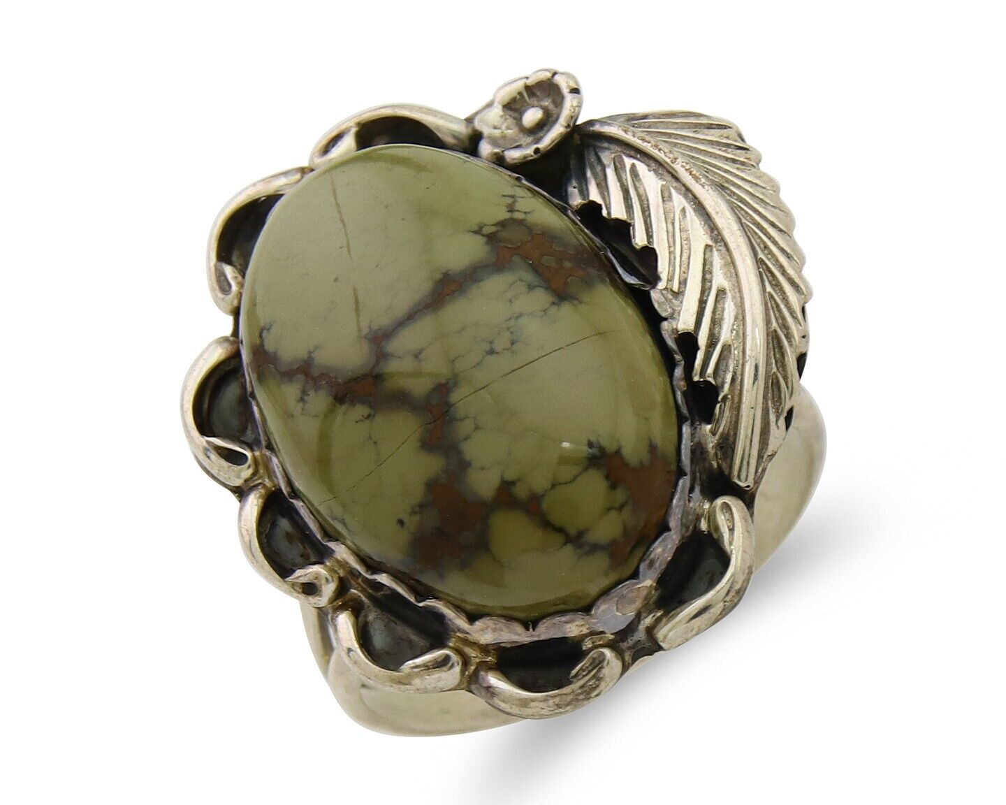 Navajo Ring 925 Sterling Silver Green Turquoise Native American Artist C.80s