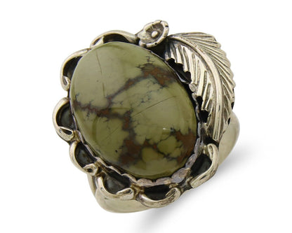 Navajo Ring 925 Sterling Silver Green Turquoise Native American Artist C.80s