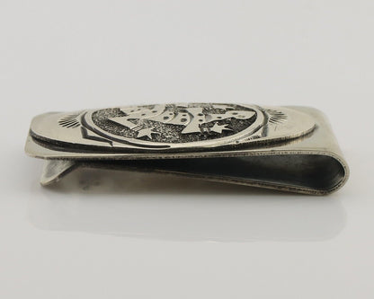 Navajo Lizard Money Clip .925 Silver & .999 Nickle Signed Gibson Gene C.80's