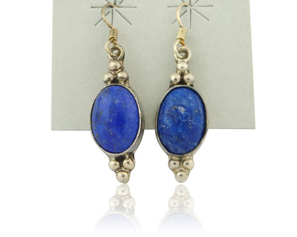 Navajo Earrings 925 Silver Natural Lapis Native American Artist C.80's
