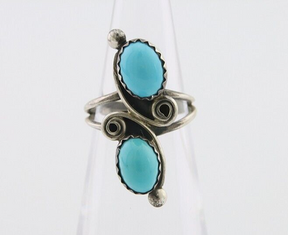 Navajo Ring 925 Silver Kingman Turquoise Native American Artist C.80's