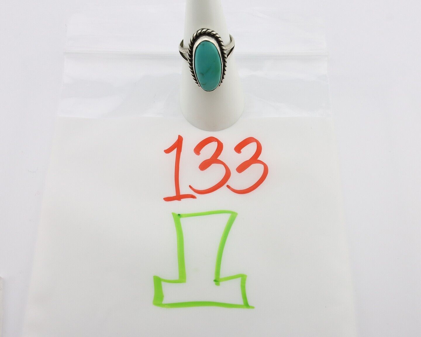 Navajo Ring 925 Silver Kingman Turquoise Artist Signed M Montoya C.80's