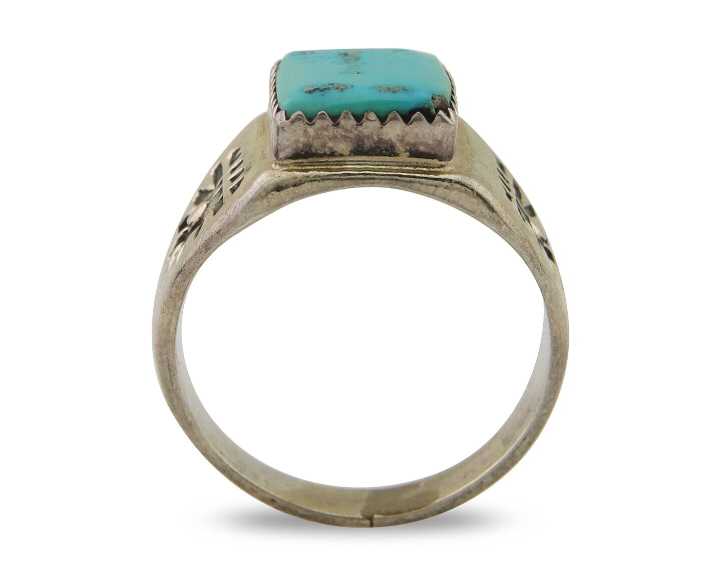 Navajo Handmade Ring 925 Silver Turquoise Native Artist C.80's