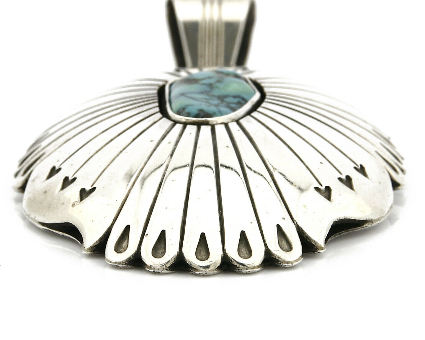 Navajo D Begay Pendant Natural Turquoise .925 Silver Hand Stamped C.80's