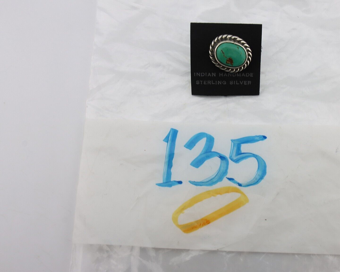 Navajo Tie Tack 925 Silver Natural Mined Turquoise Native American Artist C.80's