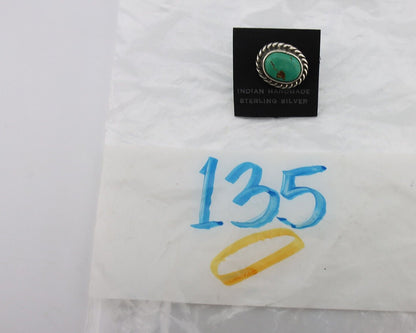 Navajo Tie Tack 925 Silver Natural Mined Turquoise Native American Artist C.80's