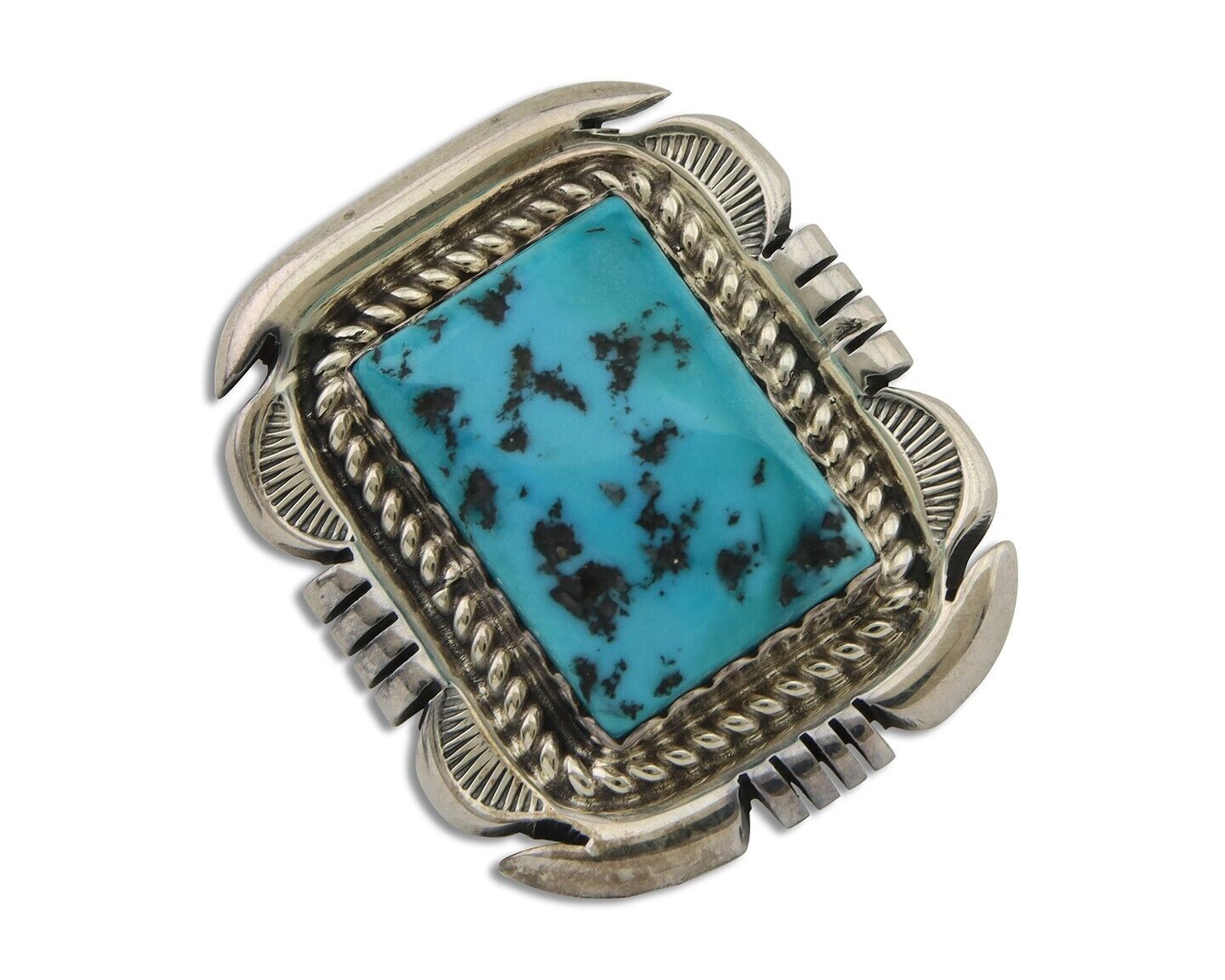 Navajo Pin 925 Silver Natural Blue Turquoise Artist Signed Hyson Craig C.80's