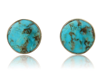 Navajo Shield Natural Turquoise Earrings 925 Silver Native American Artist C.80s