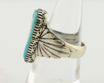 Navajo Ring 925 Silver Sleeping Beauty Turquoise Artist Signed DK C.80's
