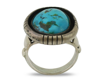 Navajo Ring 925 Silver Arizona Turquoise Signed M Montoya C.80's