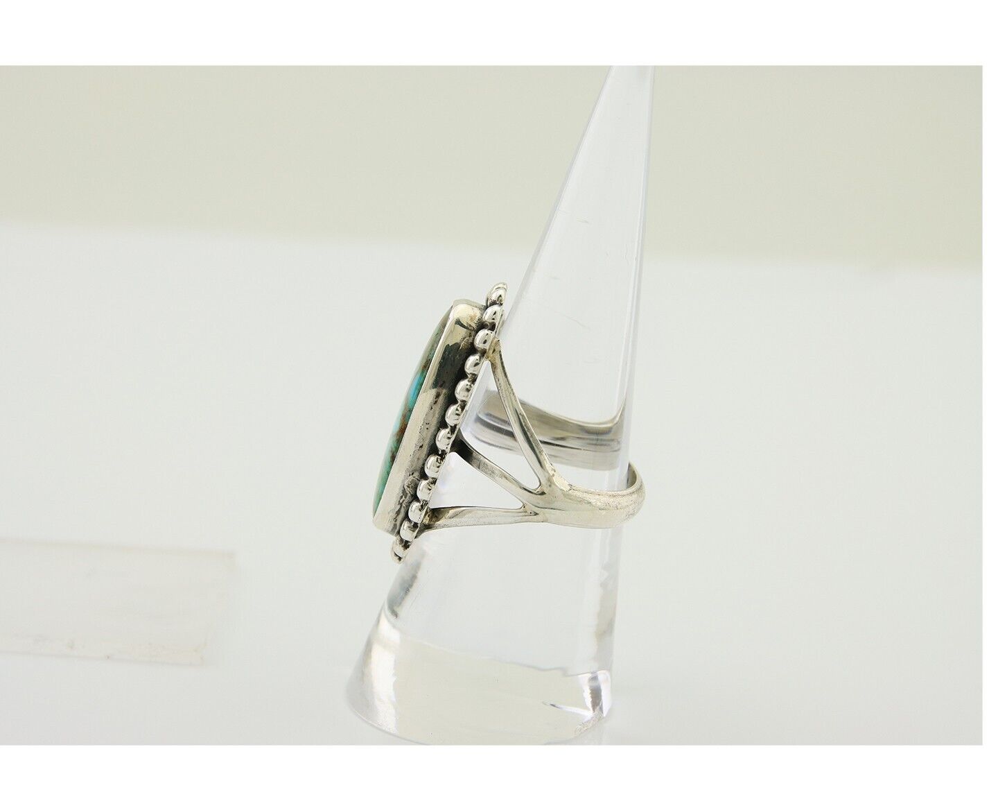 Navajo Shield Ring 925 Silver Arizona Turquoise Native Artist C.80's