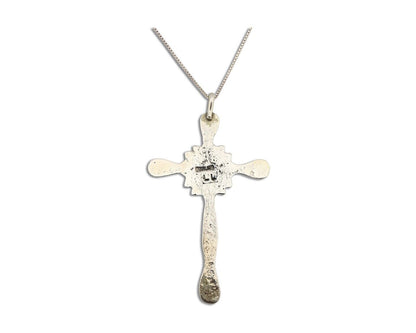 Zuni Cross Pendant .925 Silver SB Turquoise Artist Signed L C.80's