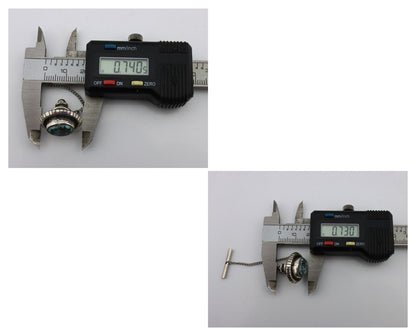 Navajo Tie Tack 925 Silver Spiderweb Turquoise Native American Artist C.80's