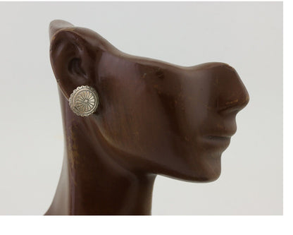 Navajo Small Shield Earrings 925 Silver Native American Artist C.80's