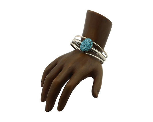 Navajo Bracelet 925 Silver Mine 8 Turquoise Native American Artist C.80's