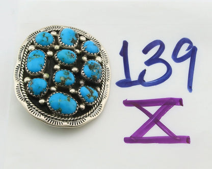 Navajo Handmade Pin Sterling Silver Turquoise Vintage Native Artist