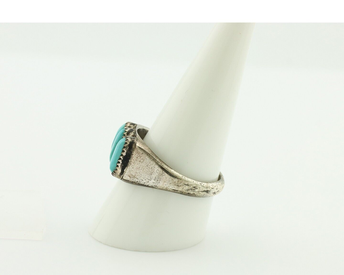 Zuni Ring .925 Silver Natural Sleeping Beauty Turquoise Signed R. LULE C.80's