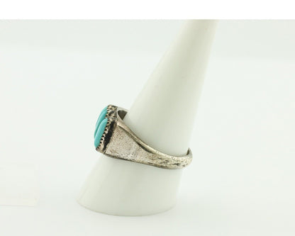 Zuni Ring .925 Silver Natural Sleeping Beauty Turquoise Signed R. LULE C.80's