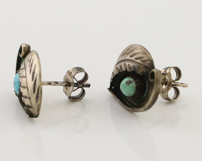 Navajo Earrings 925 Silver Natural Turquoise Native American Artist C.80's