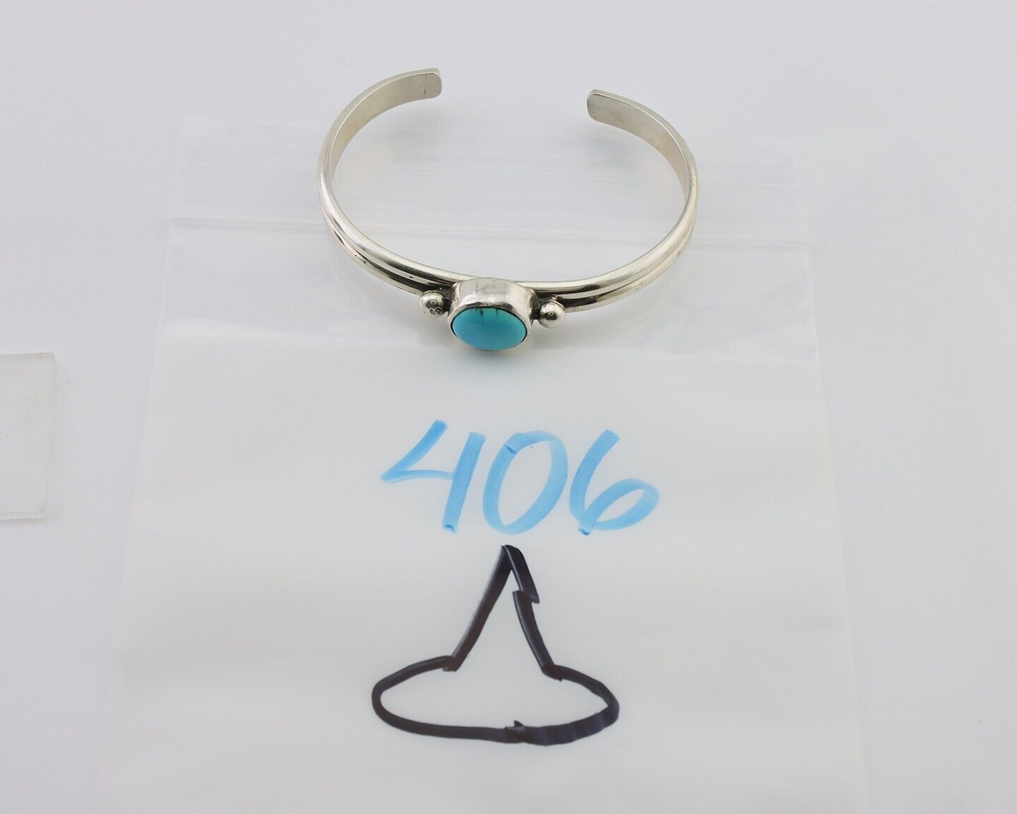 Navajo Cuff Bracelet 925 Silver Natural Blue Turquoise Native American C.80's