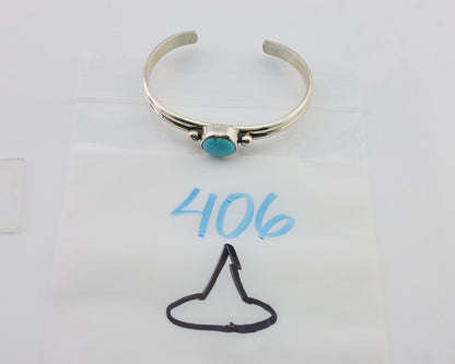 Navajo Cuff Bracelet 925 Silver Natural Blue Turquoise Native American C.80's